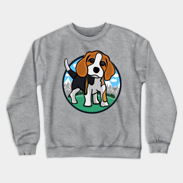 Adorable Beagle Puppy in Nature Crewneck Sweatshirt by Ina